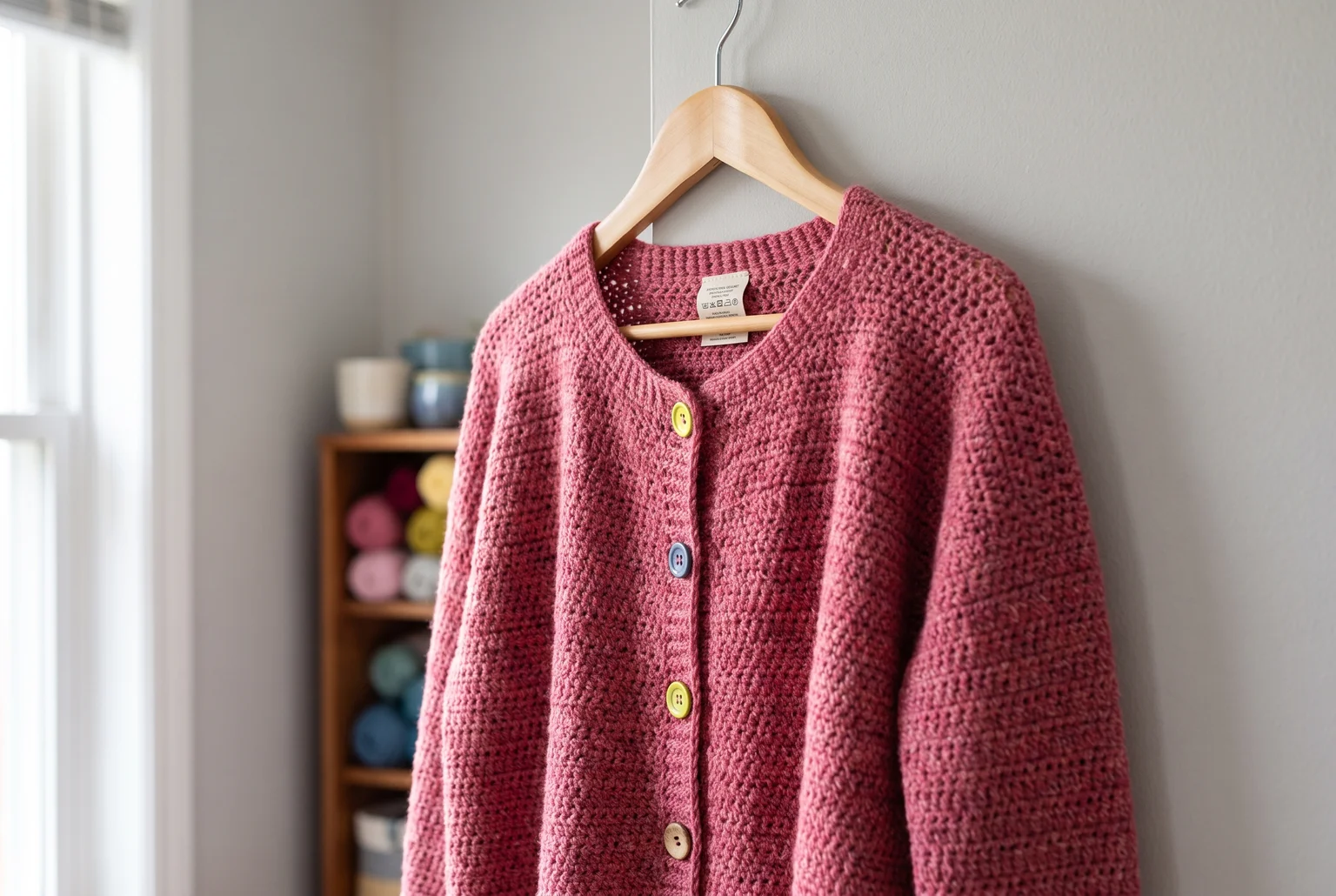A cardigan that drapes like this comes from yarn chosen for movement and structure, not just whatever was easiest to learn on.