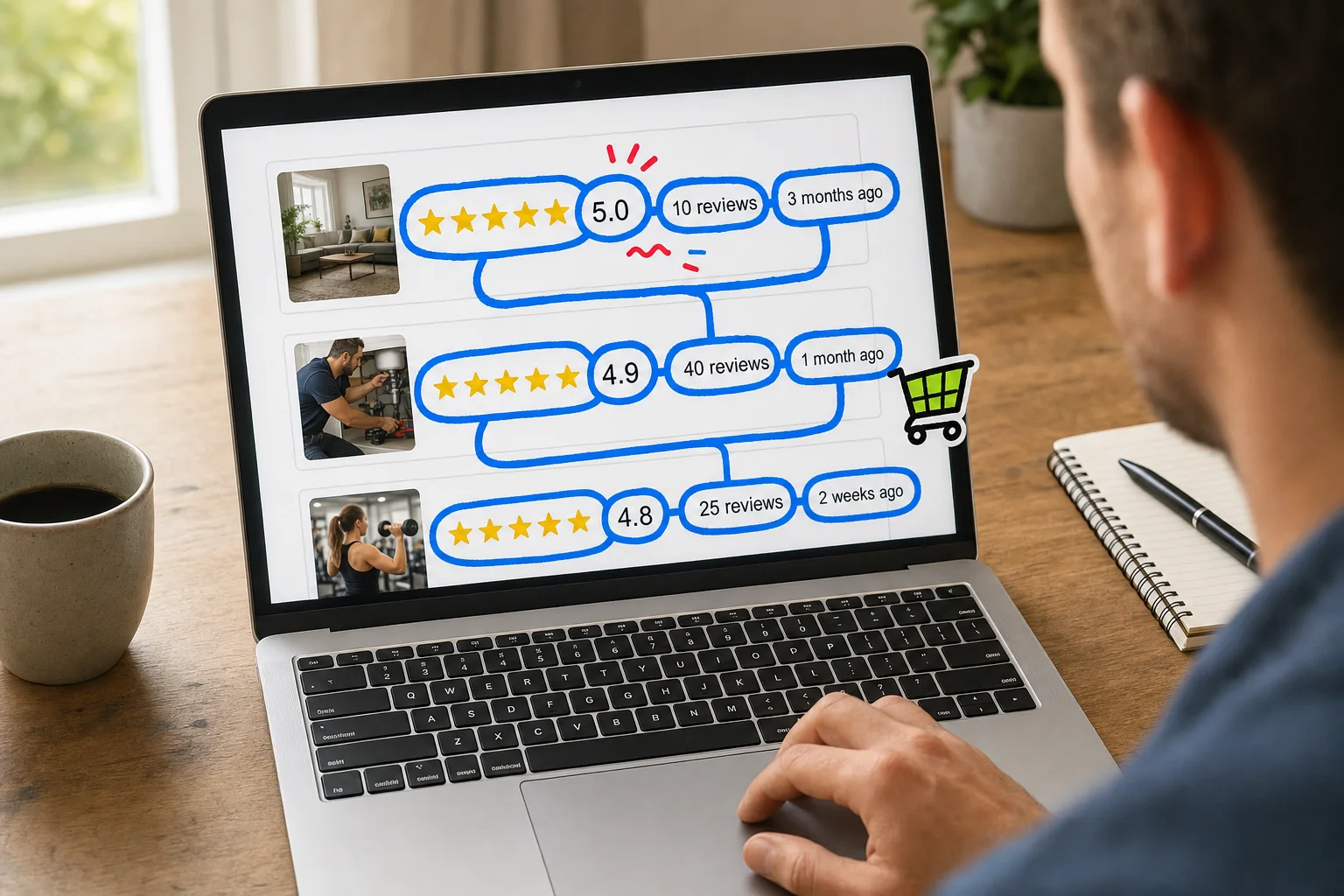 The review score matters most when buyers can also see enough recent proof to trust it. The review score matters most when buyers can also see enough recent proof to trust it.