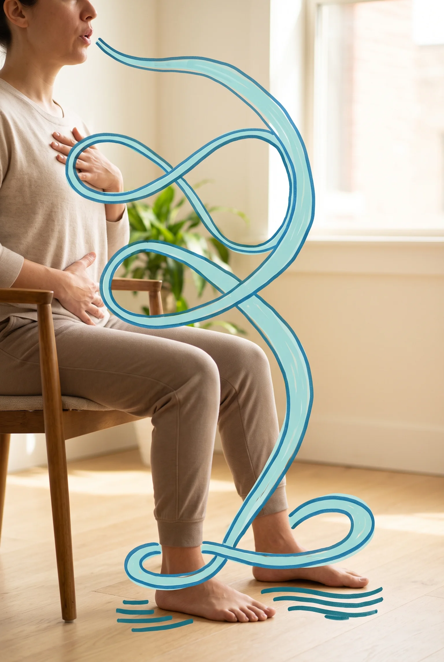 Una exhalación suave y más larga puede ayudar a que el cuerpo encuentre un ritmo más tolerable y estable.