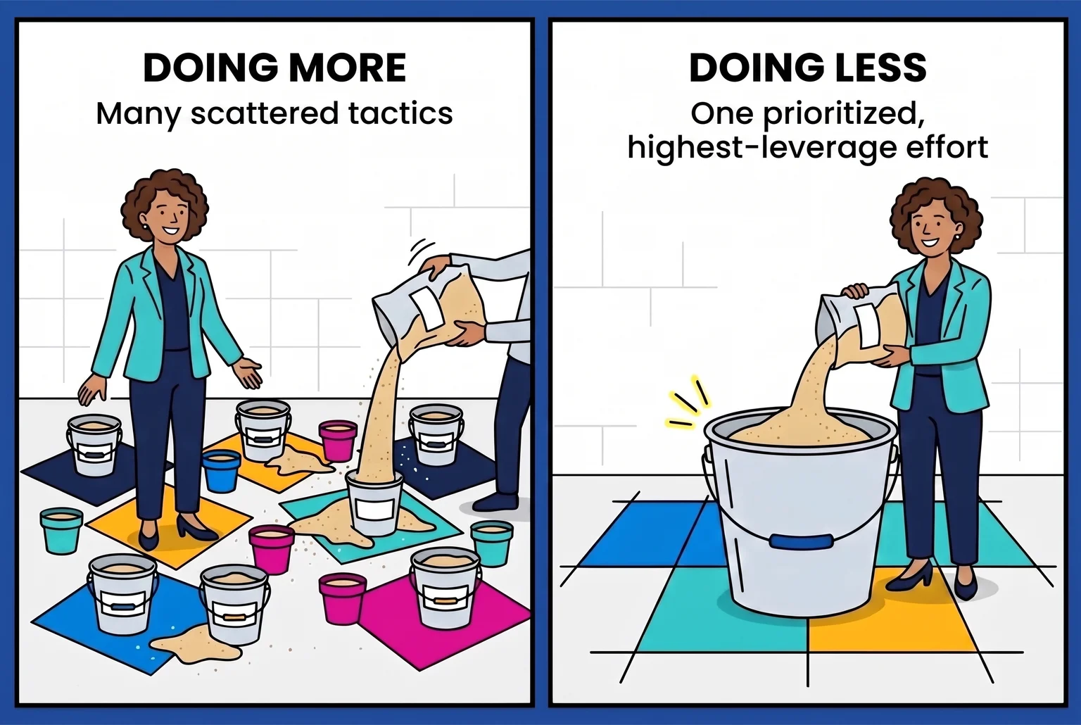 Spreading effort across every tactic wastes it; the same energy aimed at the few that matter catches almost everything. Spreading effort across every tactic wastes it; the same energy aimed at the few that matter catches almost everything.