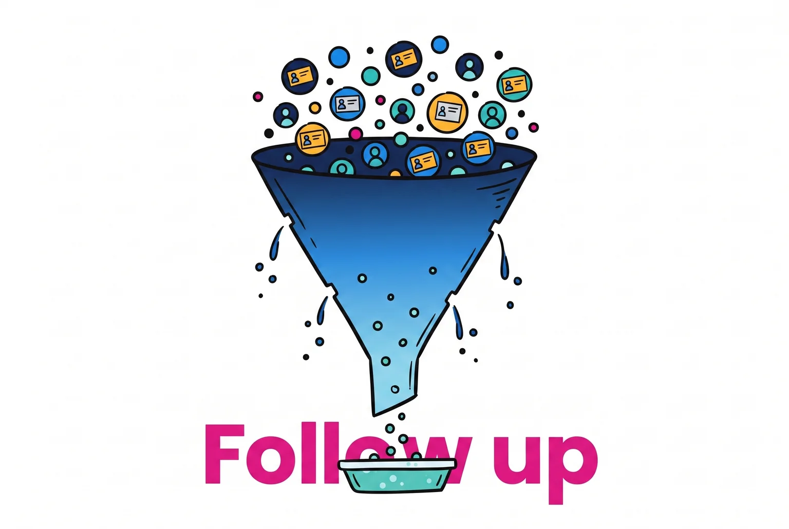 Referrals and events can fill the top of the funnel, but without a follow up system almost none of it reaches the bottom. Referrals and events can fill the top of the funnel, but without a follow up system almost none of it reaches the bottom.