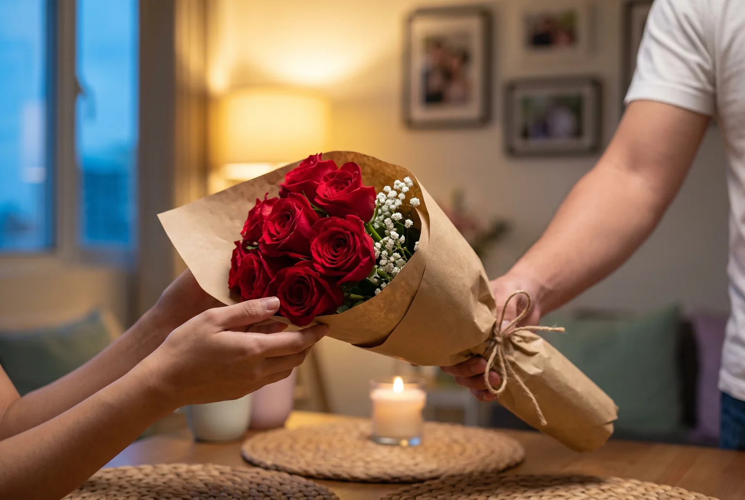 A simple bouquet of roses can carry more feeling than the words that come with it.