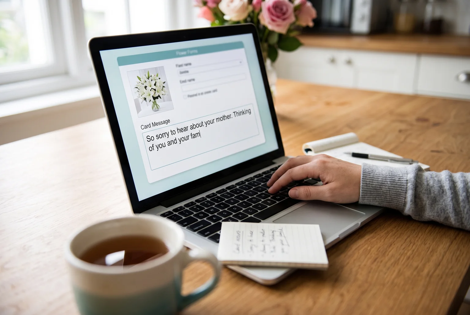 A few honest, specific words in the card message matter more than perfect phrasing, and Raphael's guide to funeral flower etiquette can help if you're unsure what to write.
